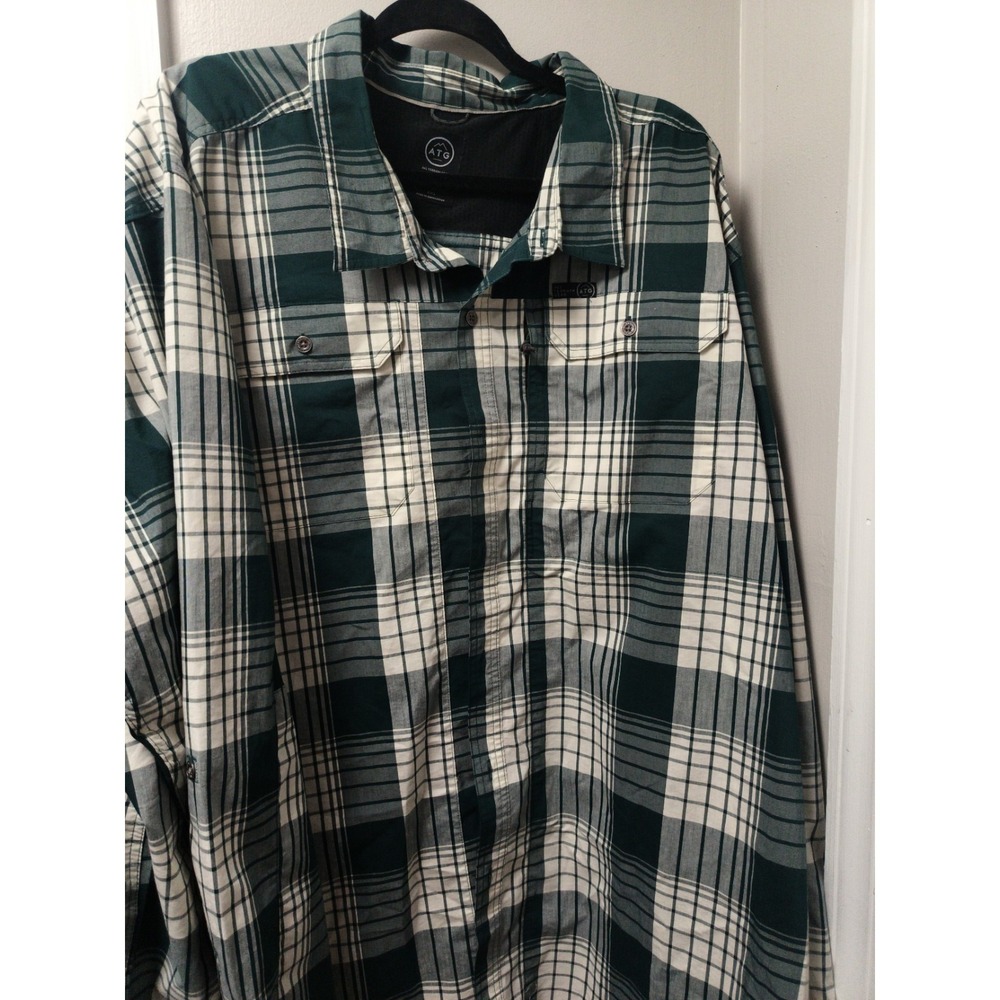 Wrangler shirt Sz 4XL ATG  All Terrain Gear Green Plaid Long Sleeve Regular